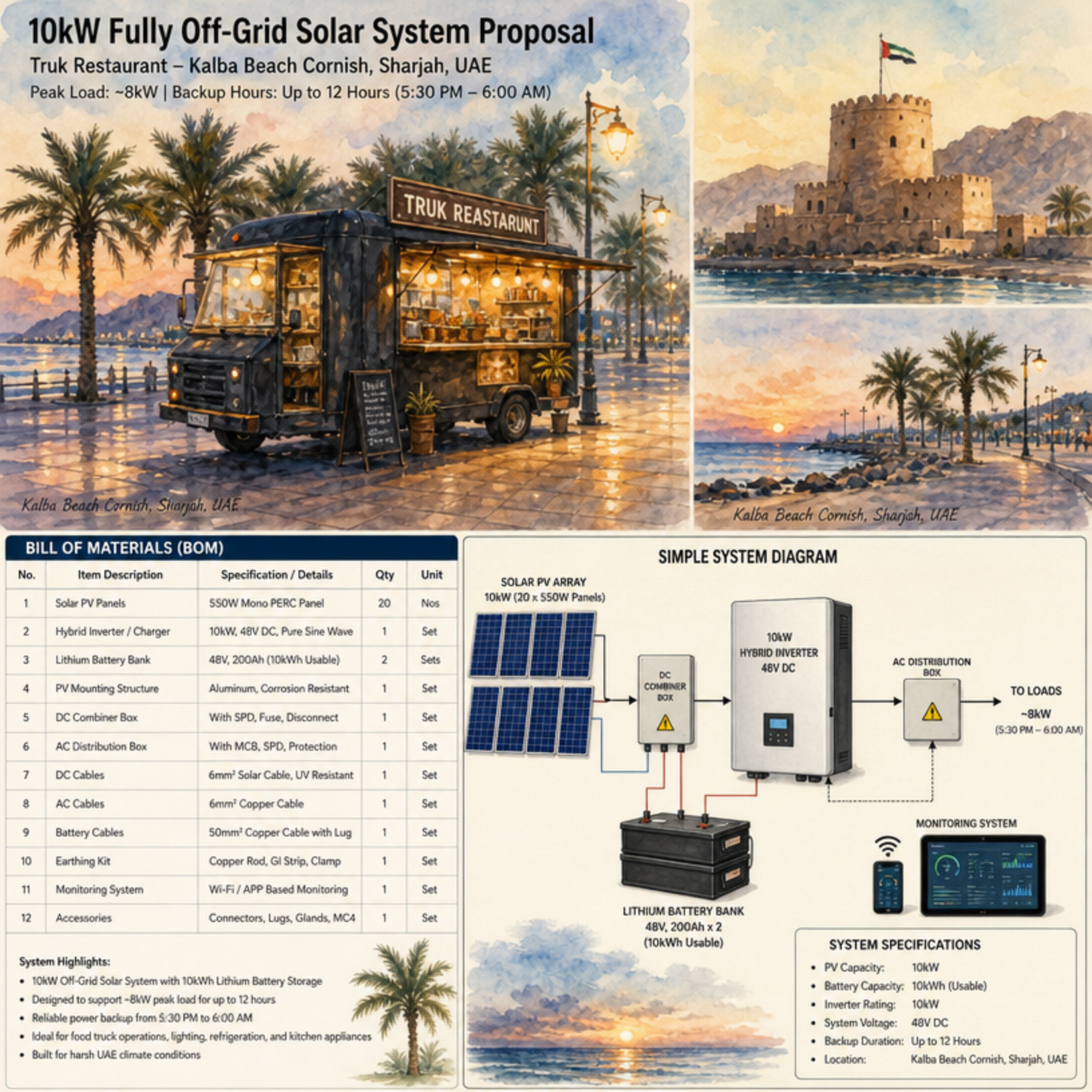 Truk Restaurant off-grid solar proposal